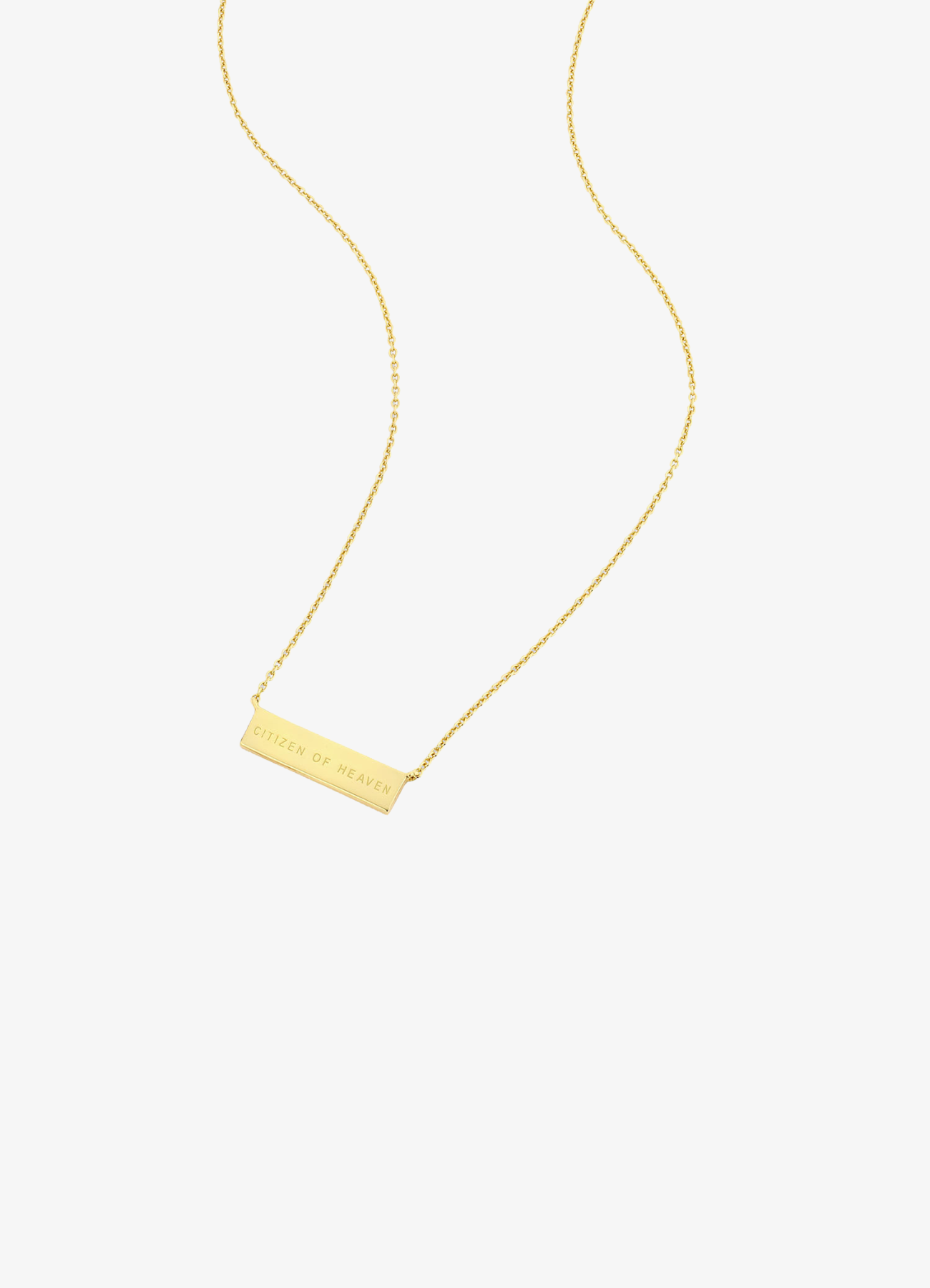 Citizen of Heaven Engraved Bar Necklace
