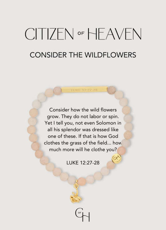 Consider the Wildflowers Scripture Bracelet