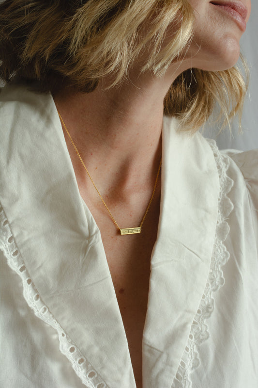 Citizen of Heaven Engraved Bar Necklace