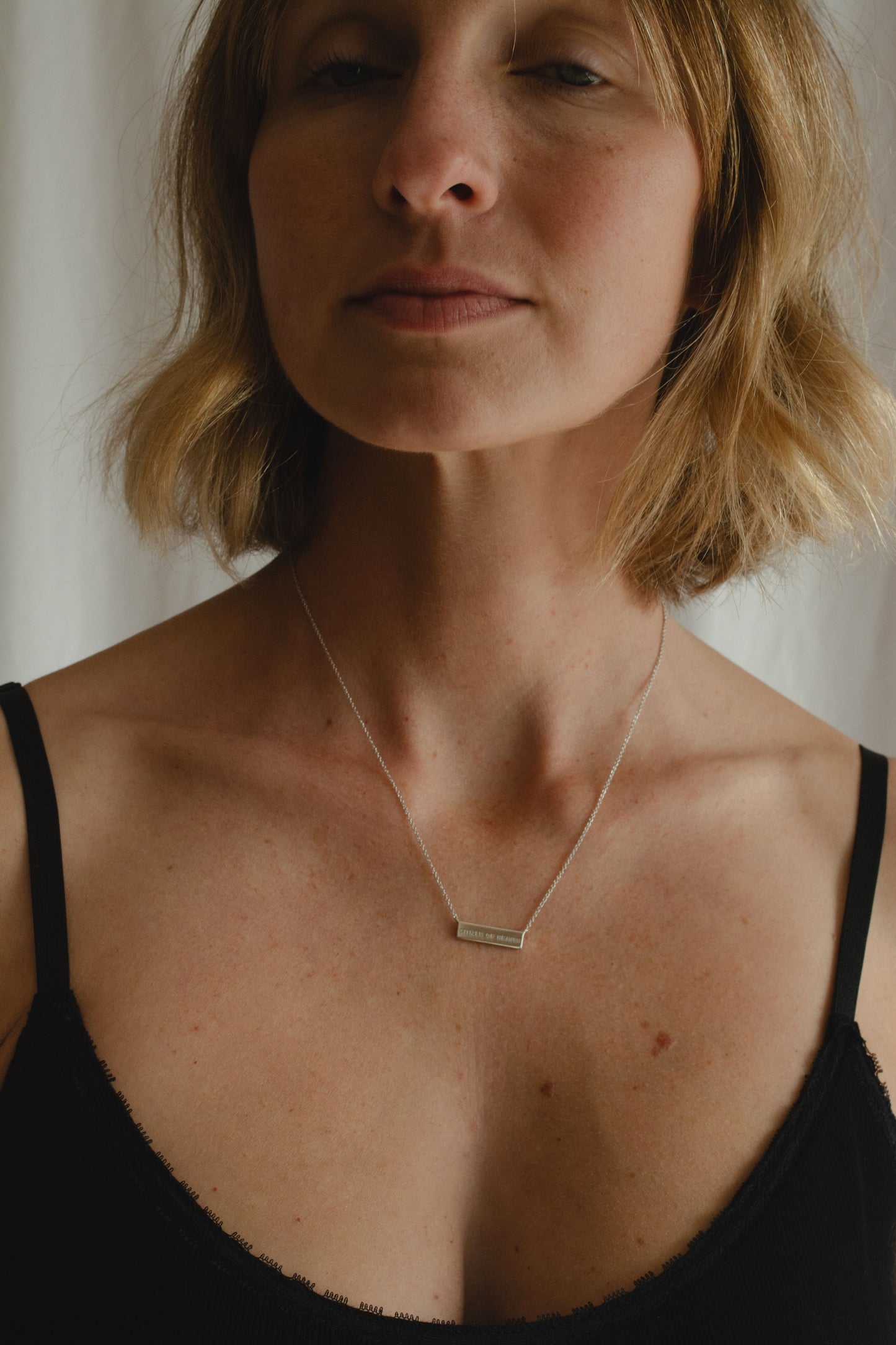 Citizen of Heaven Engraved Bar Necklace