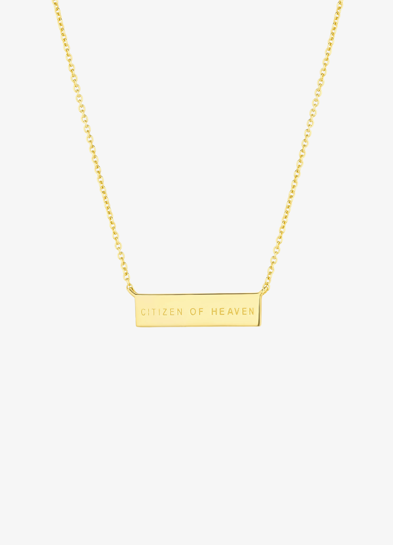 Citizen of Heaven Engraved Bar Necklace