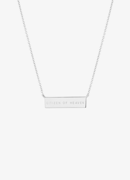 Citizen of Heaven Engraved Bar Necklace